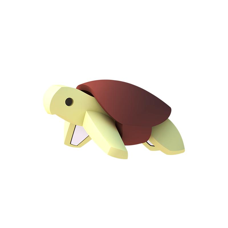 Image of the Green Turtle figurine. It has a sleek brown shell and a light green/yellow body.