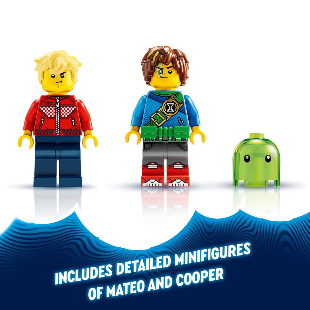 includes detailed minifigures of mateo and cooper. 