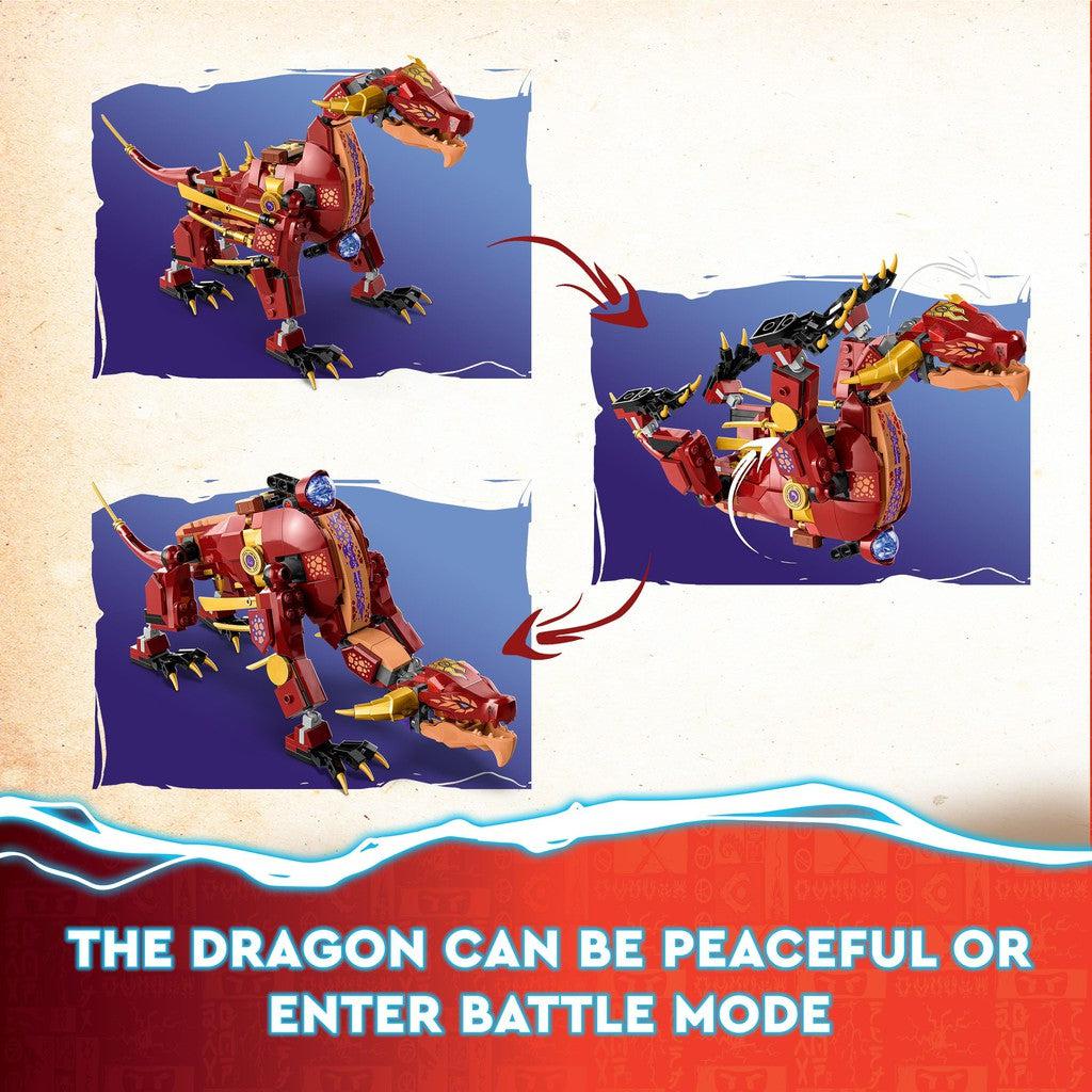 the dragon can be peaceful or enter battle mode