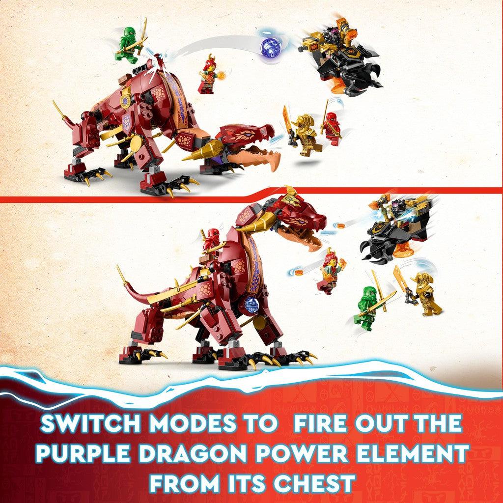 switch modes to fire out the purple dragon power element from its chest