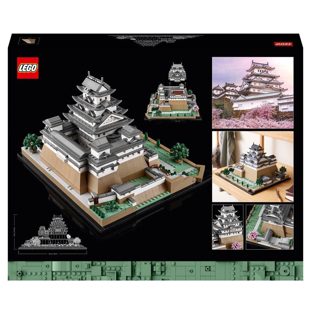image shows the back of teh box with pictures of thereal Himeji castle as comparasin. decorate the castle for the season with pinks and greens