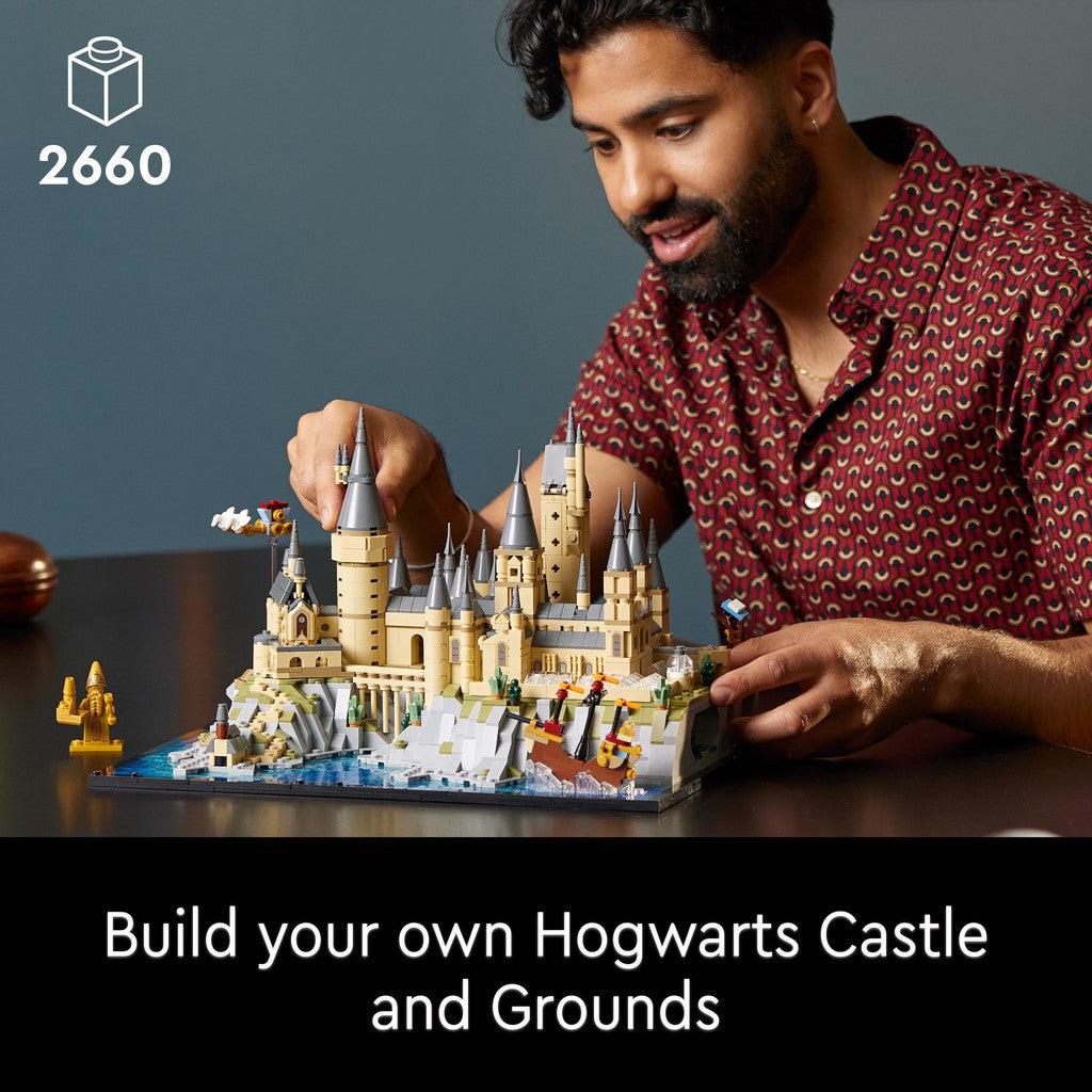 for ages 18+ with 2660 LEGO pieces inside. Build your own hogwarts castle and grounds
