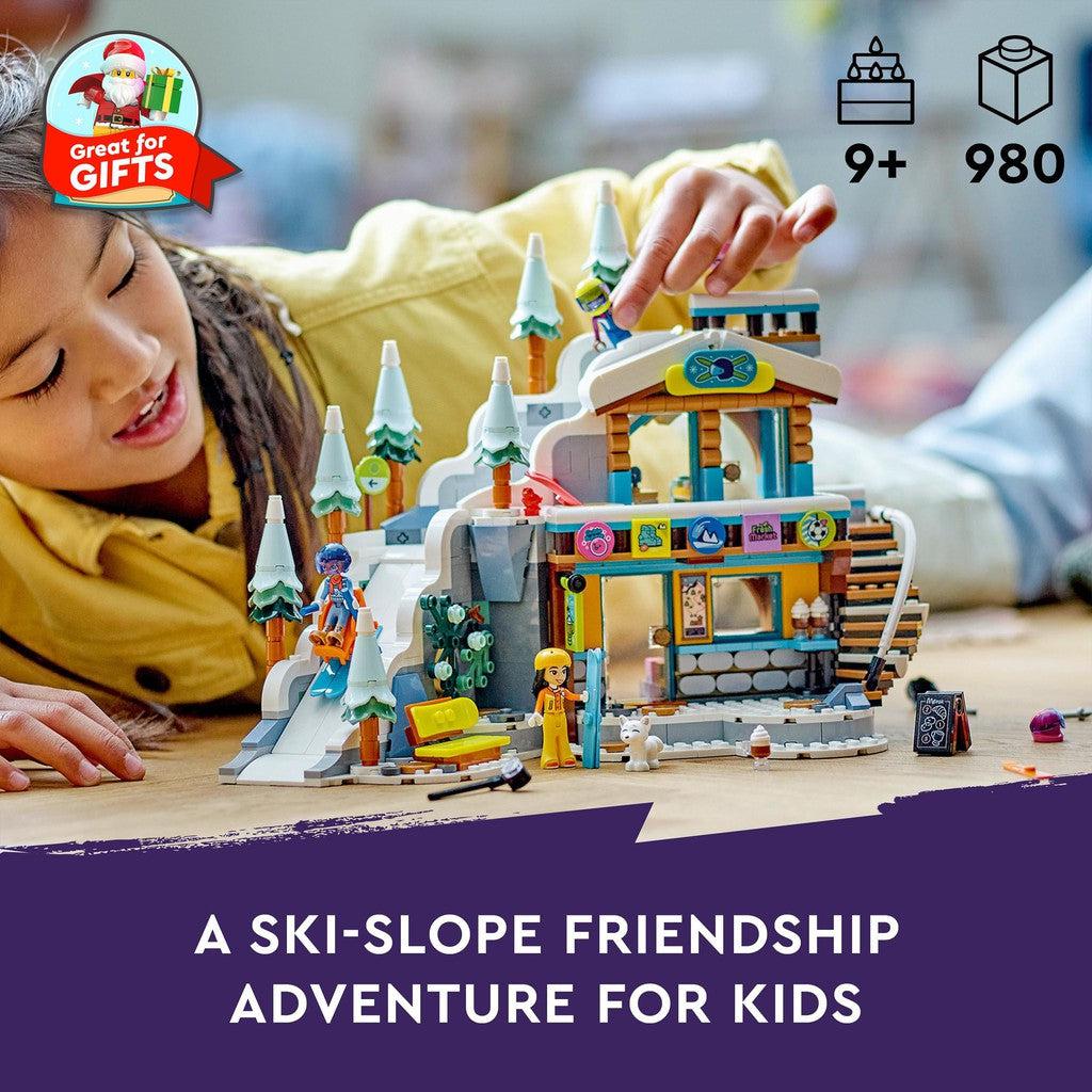 a ski slope friendship adventure for kids. for ages 9+ with 980 LEGO pieces
