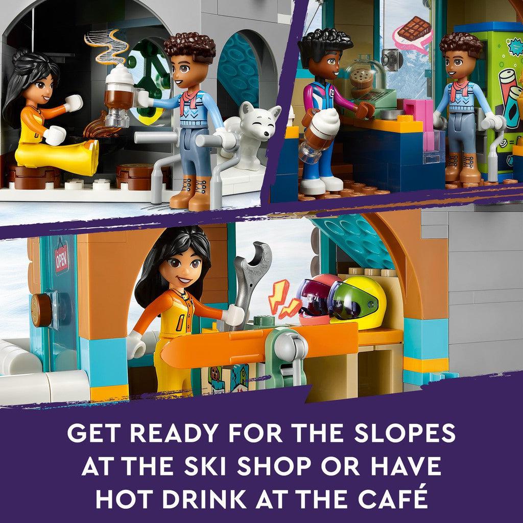 get ready for the slipe at the ski shop or have a hot drink at the cafe