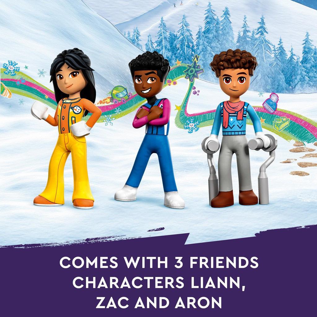 comes with 3 friends characters liann, zac and aron
