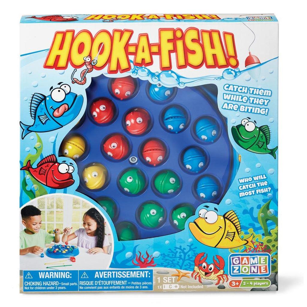 Image of the box Hook-A-Fish | Text reads: Try to catch them while they are biting, and who will catch the most?