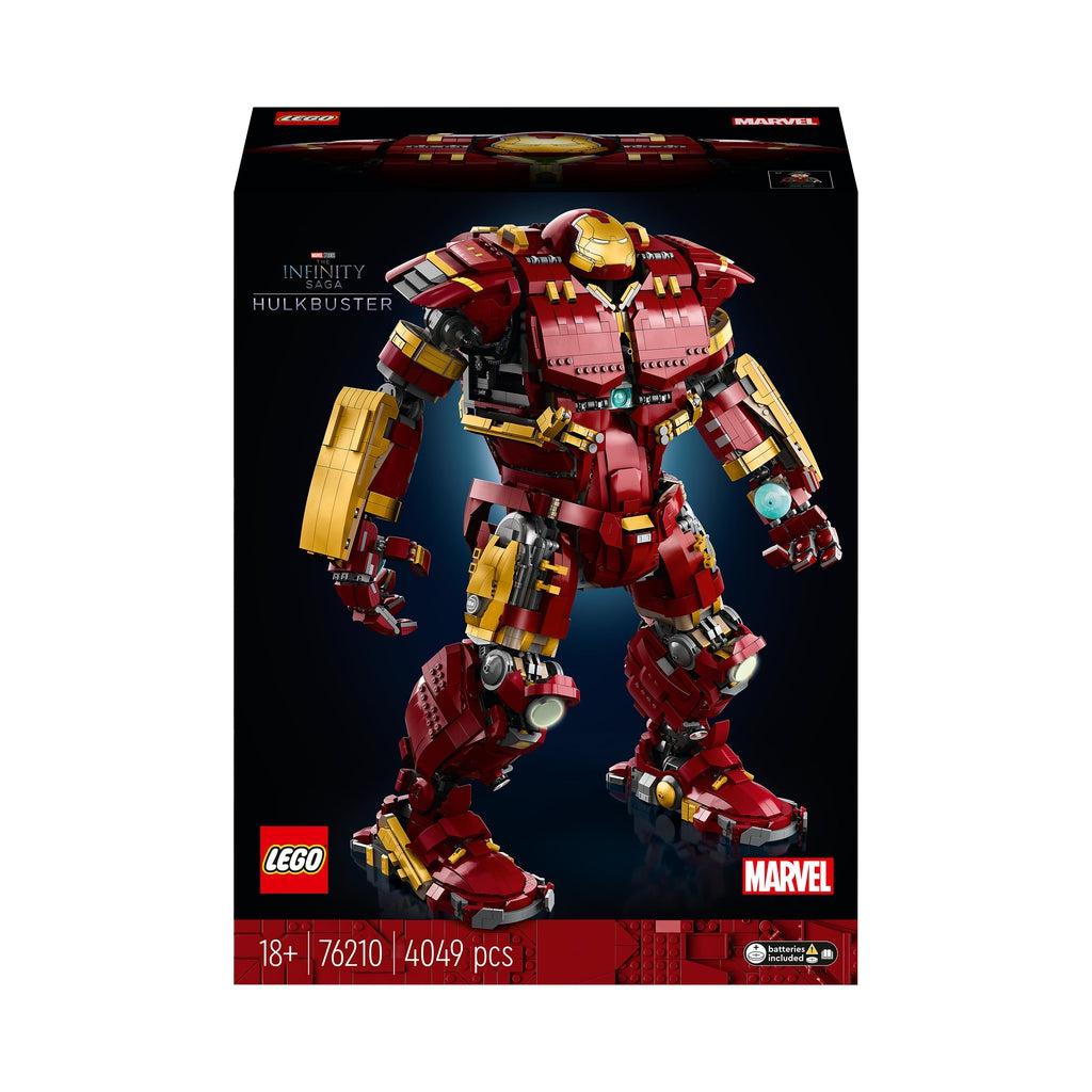 box shows the hulkbuster from marvels avengers made out of legos