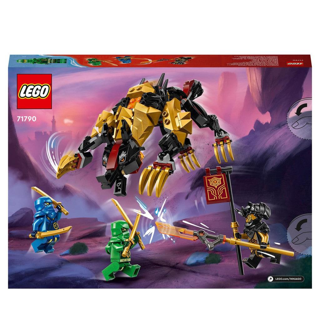 the back of the LEGO box shows the hound pouncing into action against the LEGO ninjago characters