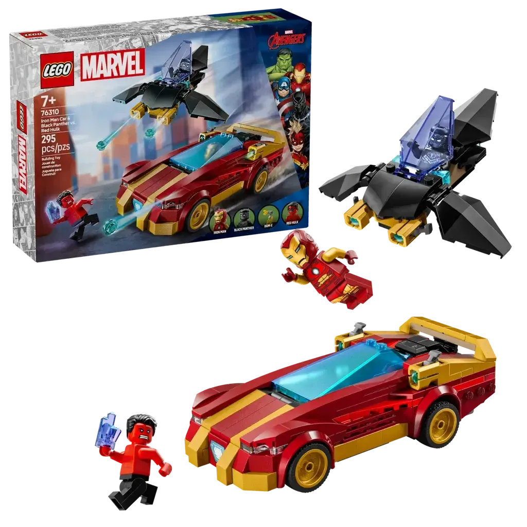 Iron Man Car & Black Panther vs. Red Hulk-LEGO-The Red Balloon Toy Store