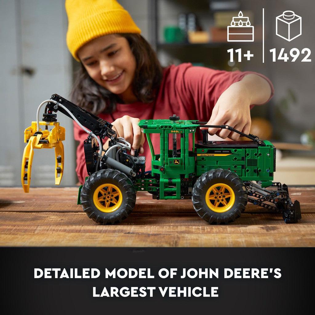 for ages 11+ with 1492 LEGO pieces. Detailed model of John Deere's Largest vehicle. 