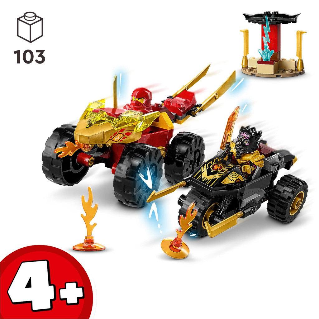 for ages 4+ with 103 LEGO pieces to learn to build with LEGO and make a fun bike and car