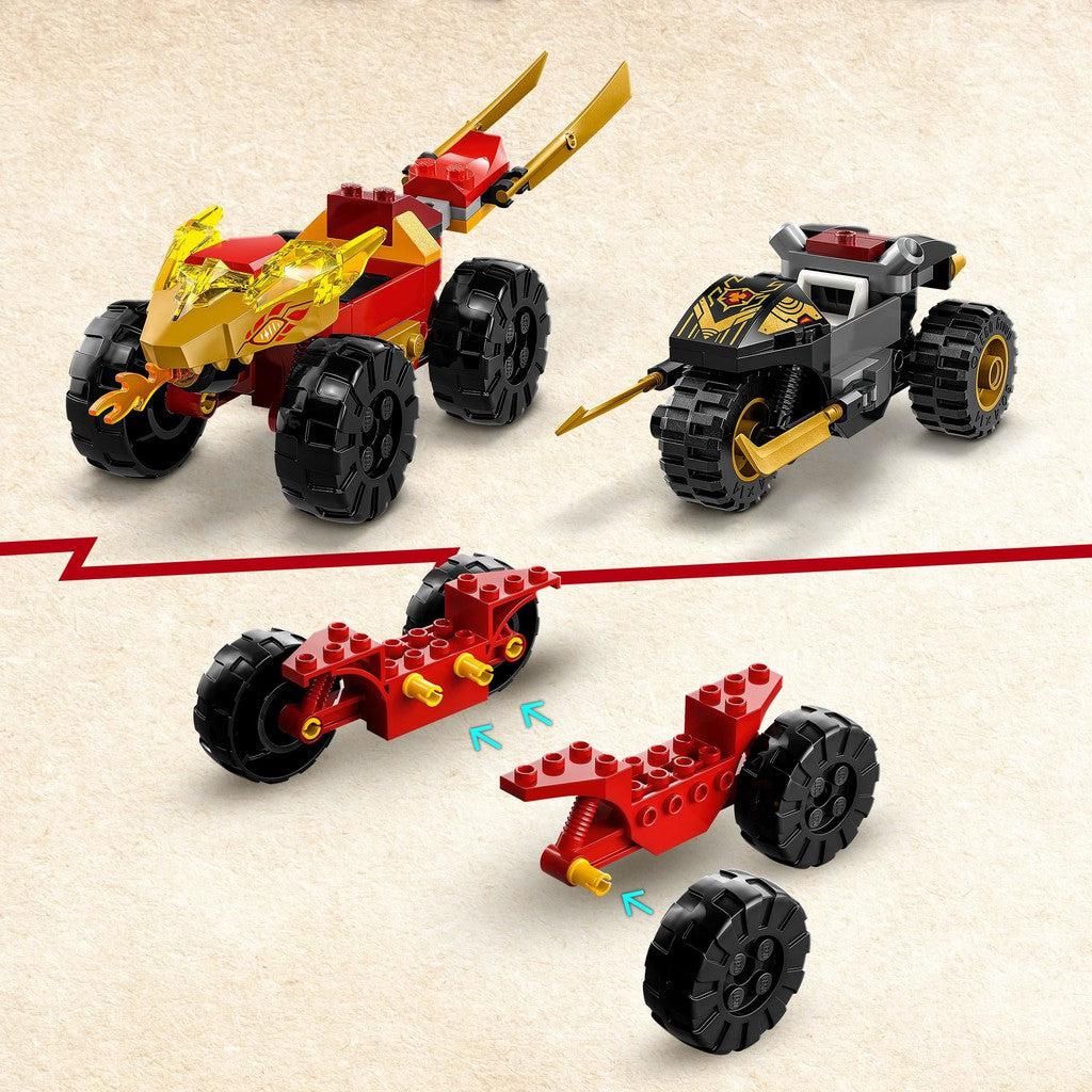 image shows the LEGO car comes in large pieces that are easy to fit together and learn with lego