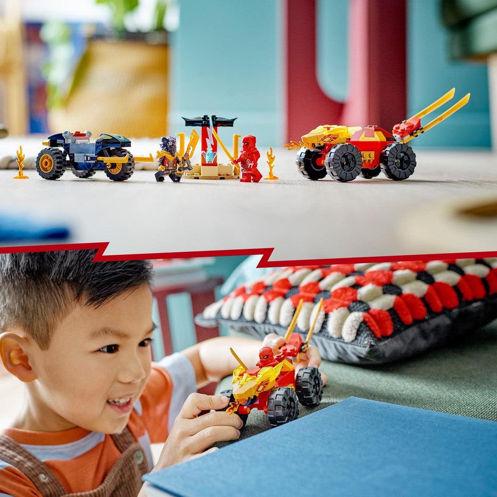 build the car and bike and have fun imaginative play with LEGO