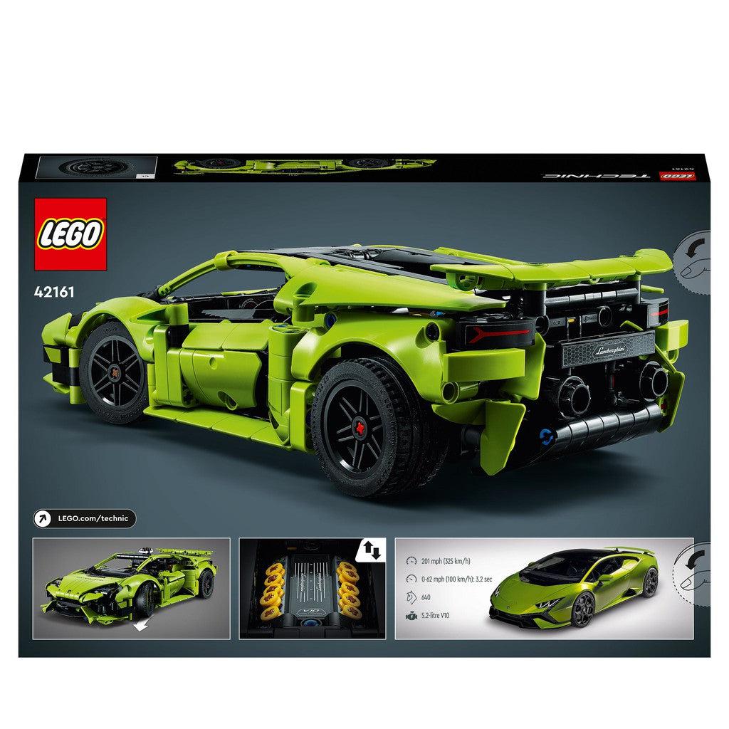 the image shows the back of the box with the LEGO sports car and some facts about the real sports car
