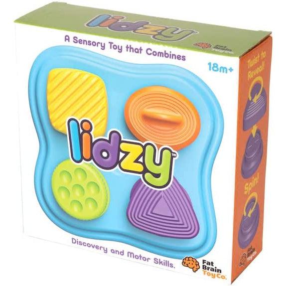 Image of the packaging for the Lidsy. On the front is a picture of the toy.