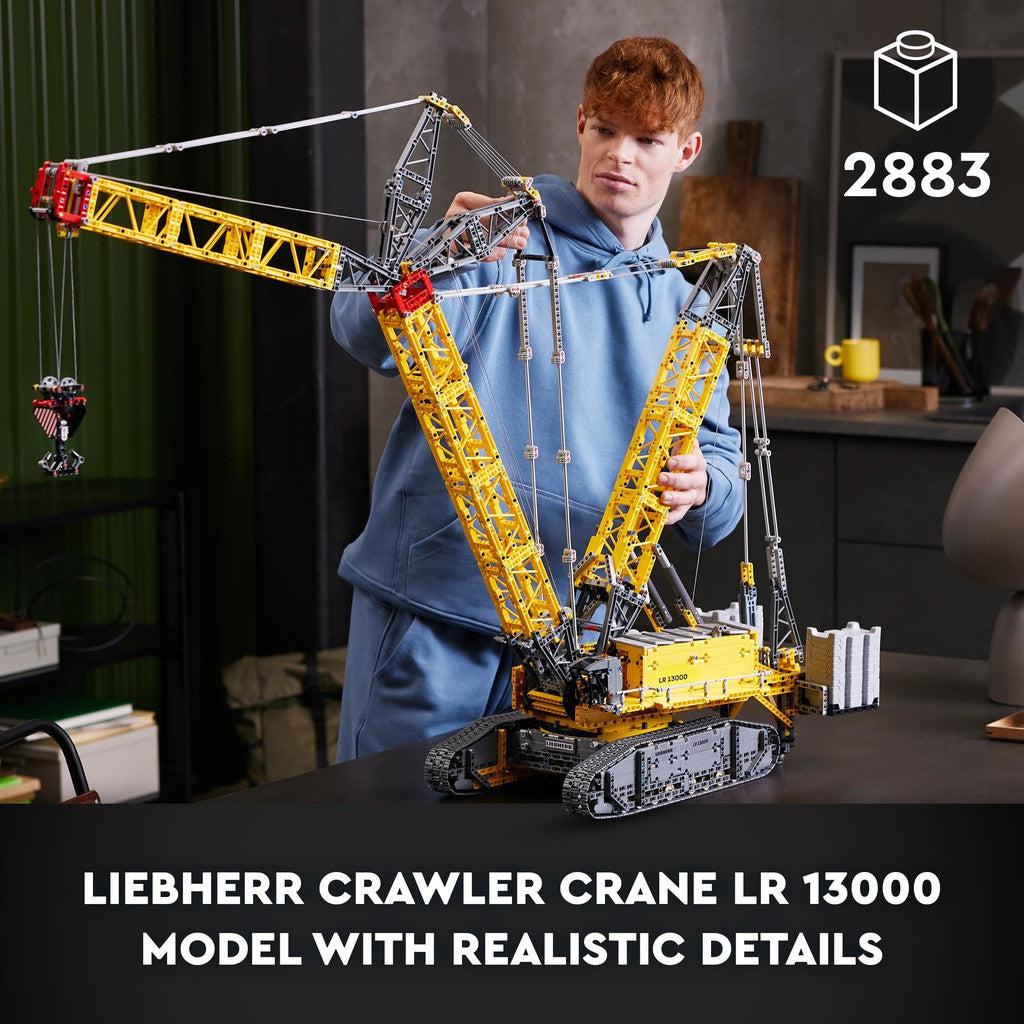 for ages 18+ with 2883 LEGO pieces. Liebherr Crawler Crane LR 13000 Model with realistic details. 