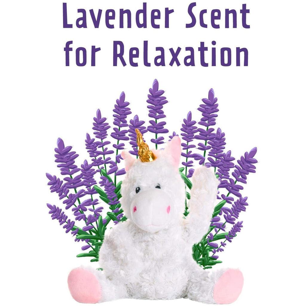 Shows that the plush in infused with lavender scent for relaxation.