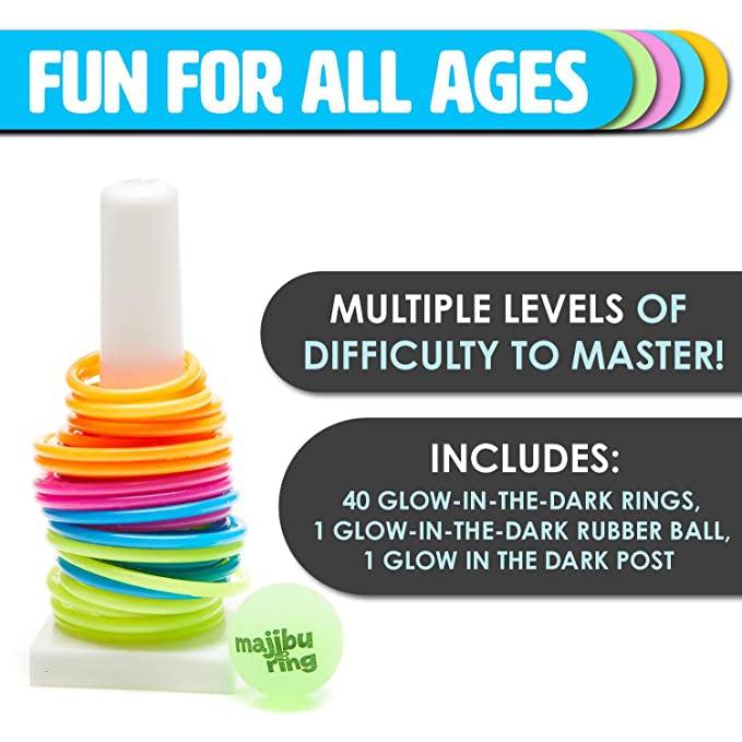 Shows that the game is fun for all ages. Also, all components of this game glow in the dark for late-night fun!