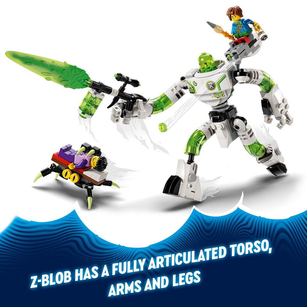 Z-blib has a fully articulated torso, arms and legs
