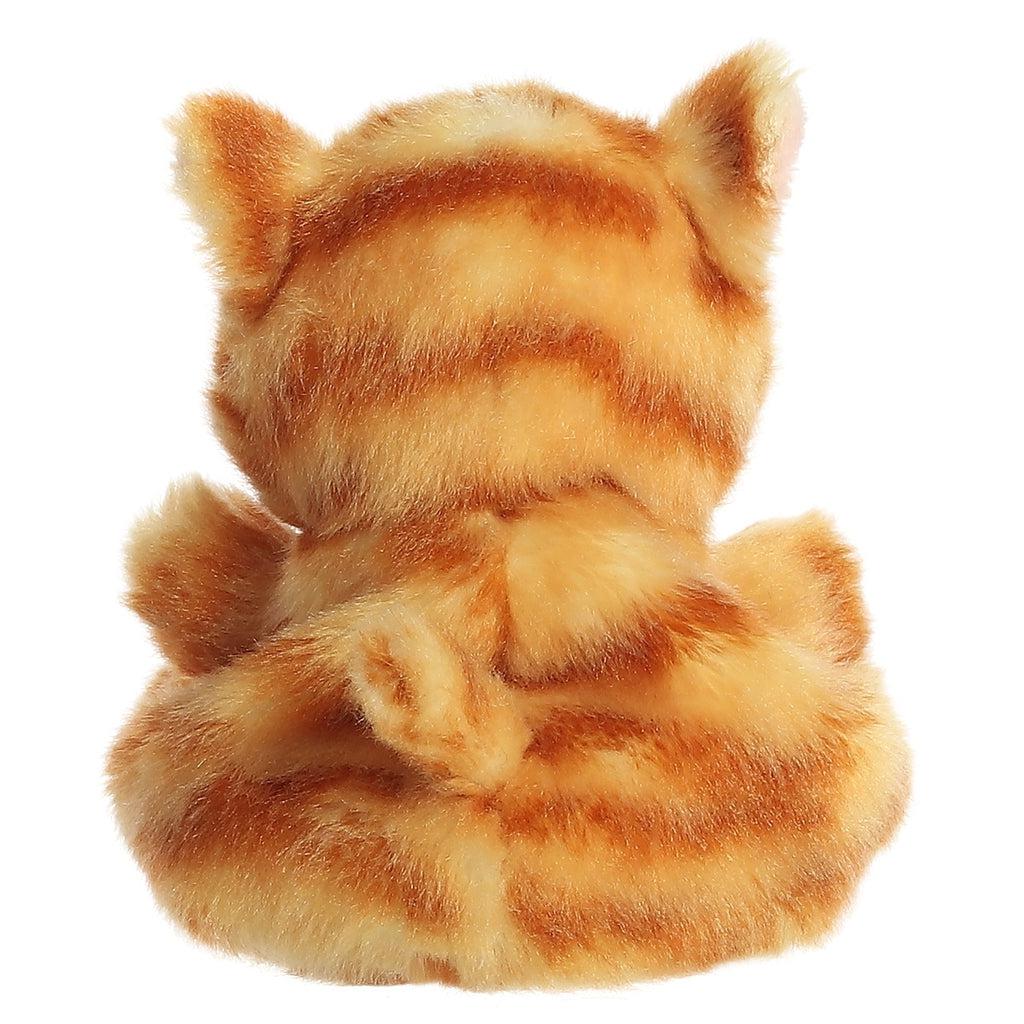 Back view of the cat plush. From this angle you can see that the stripes go across the entire body of the cat.