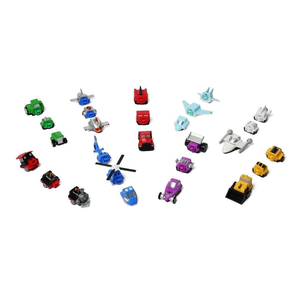 each toy can split into three parts to mix and match it make an amazing toy vehicle. 
