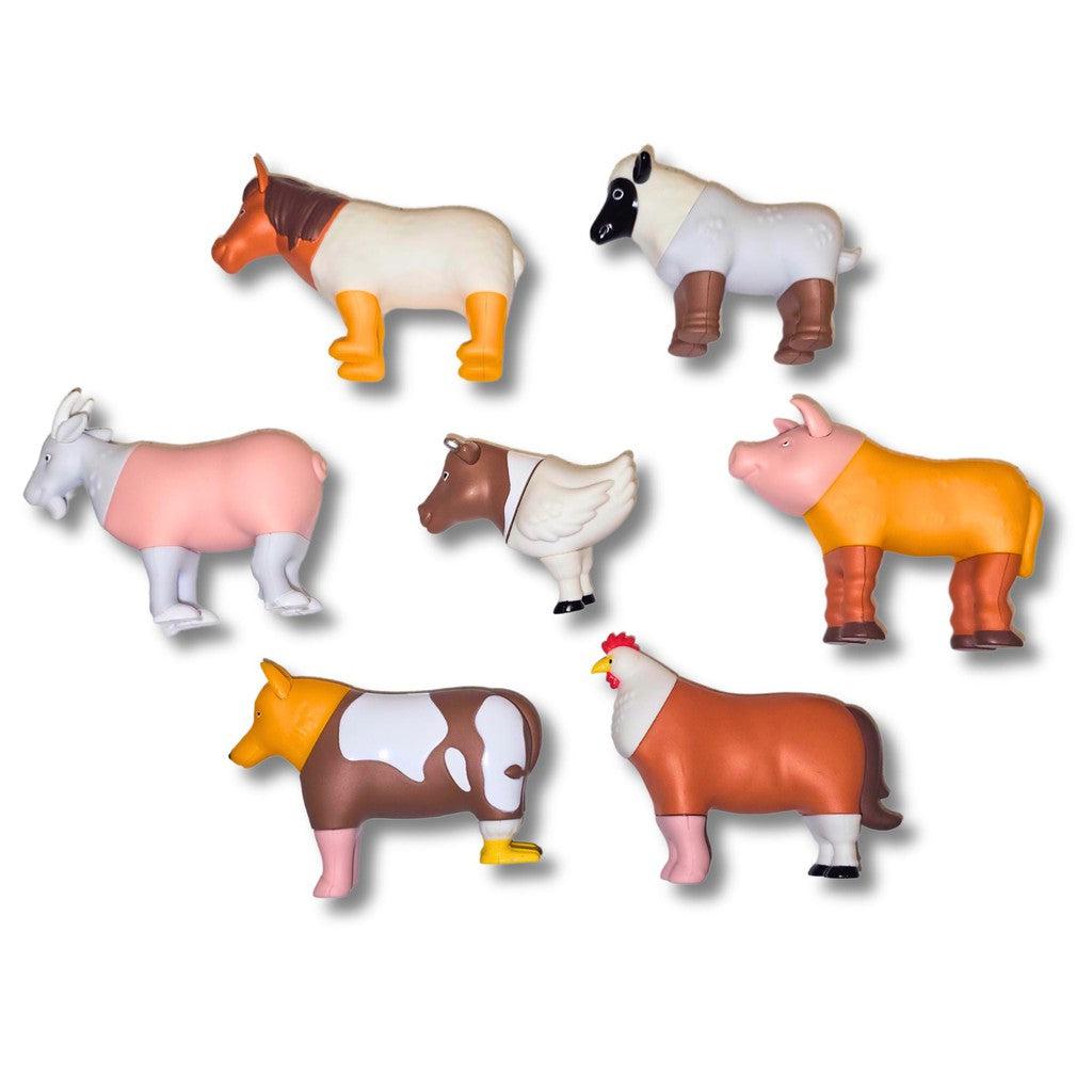 now the animals are all mixed up! A goat with a pigs body, or a chicken with a cow head! what will happen next?mix or match the animals for loads of farm fun. 