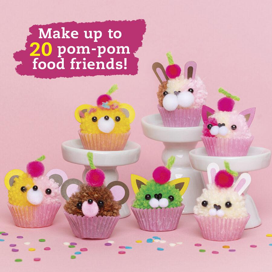 Shows that you can make up to 20 pom-pom friends with this kit.
