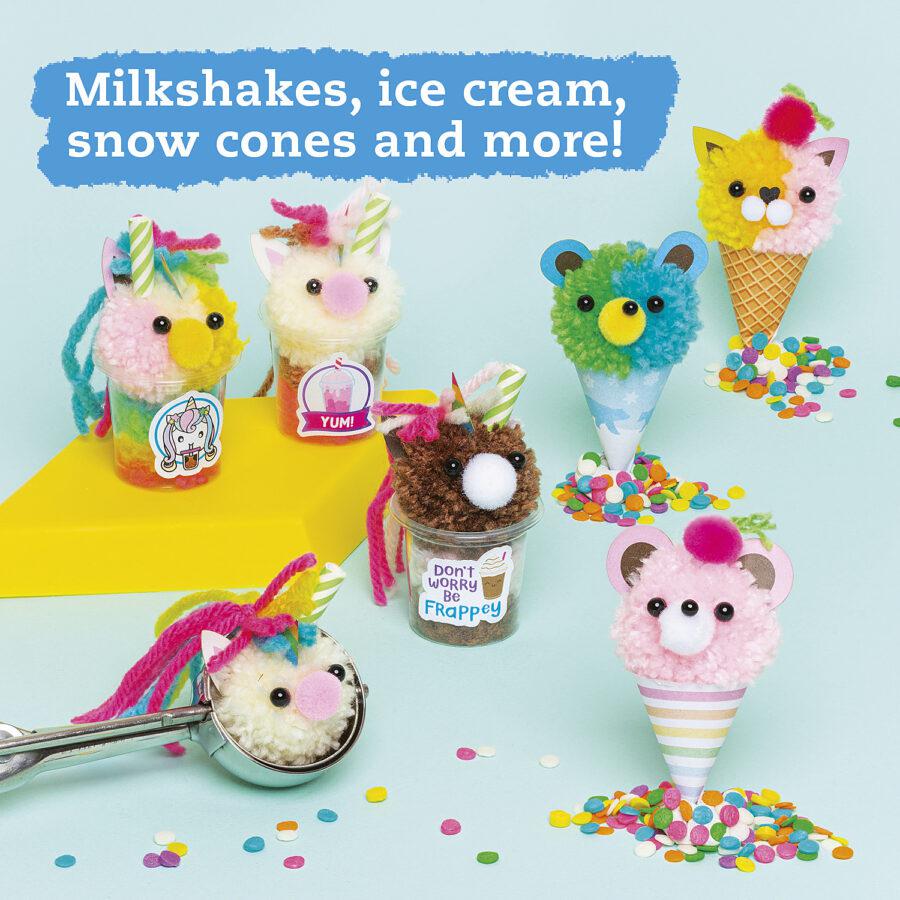 Shows that you can make milkshakes, icecream, snow cones, cupcakes, and more!