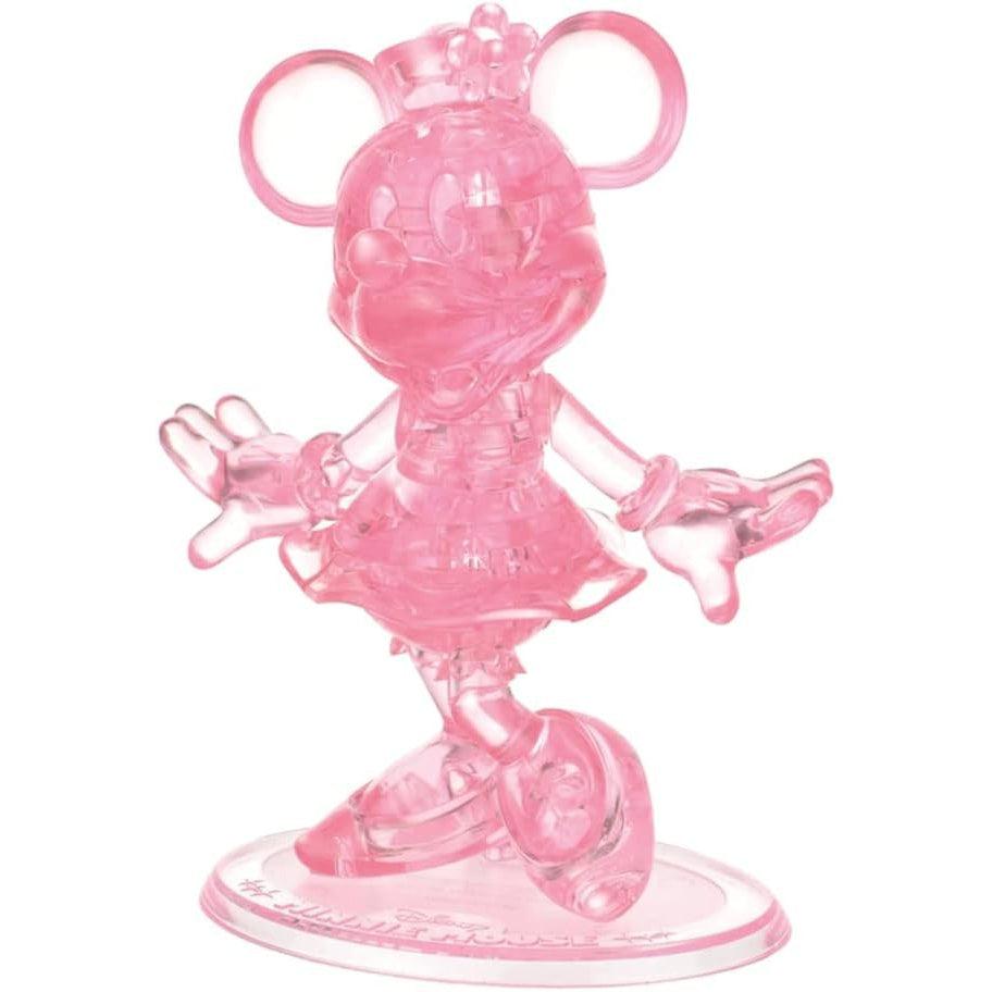 Image of the 3D Minnie Mouse puzzle. It is a completely pink crystal puzzle of the famous mouse.