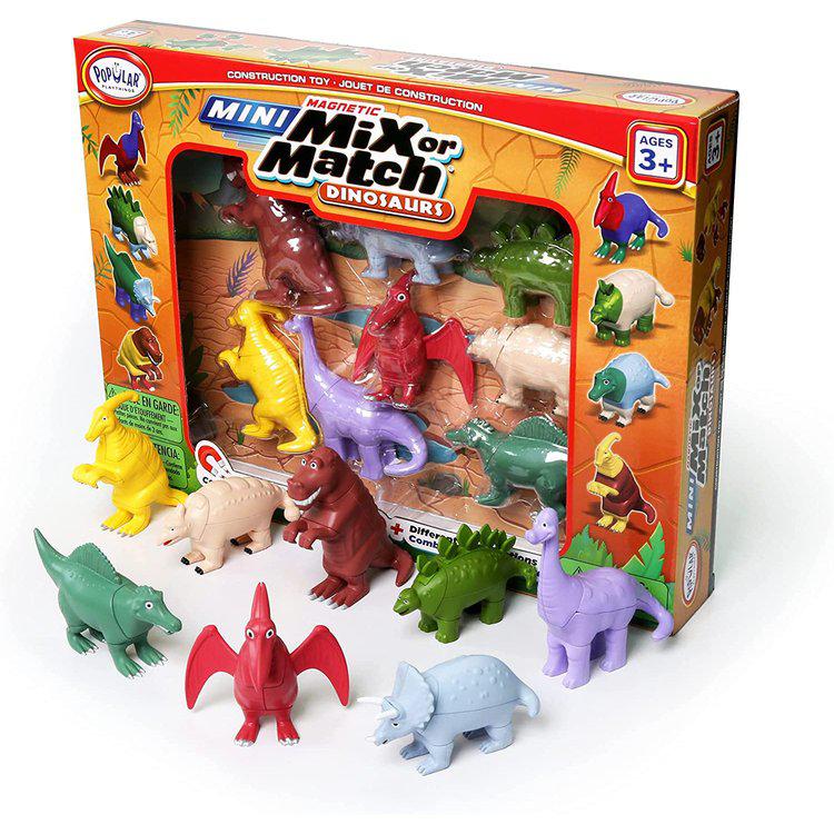 thia image shows the deluxe mix and match kit, the deluxe kit is a combination of set one and two.  eight dinosaurs are included. 