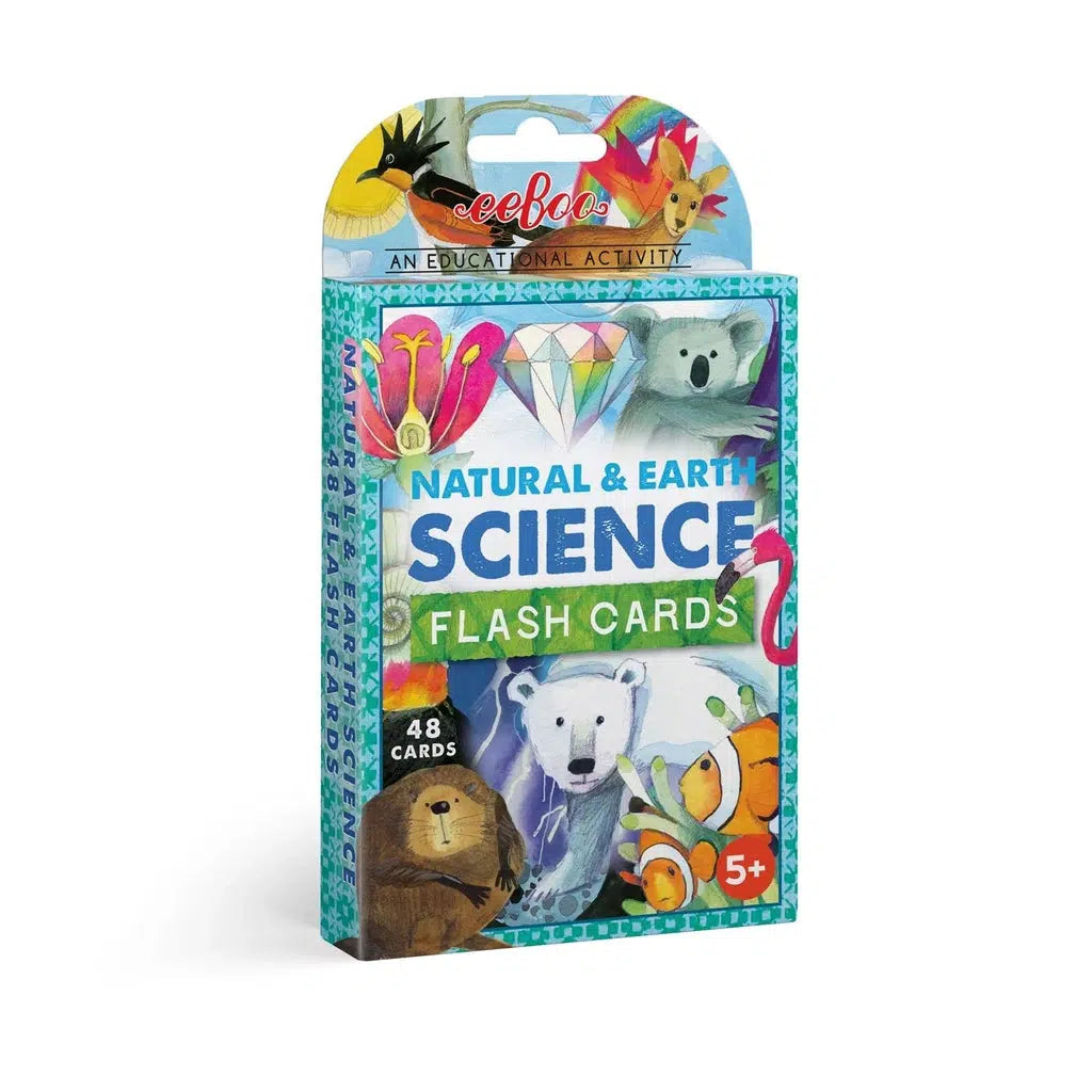 natural and earth science flash cards. the box contains large colorful flash cards to learn about animals and teach children in a fun way. 