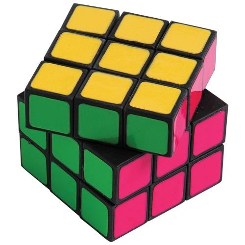 Image of the Neon Rubik's Puzzle Cube. Instead of red, it made the color neon pink as well as some other changes to the color scheme of the cube.
