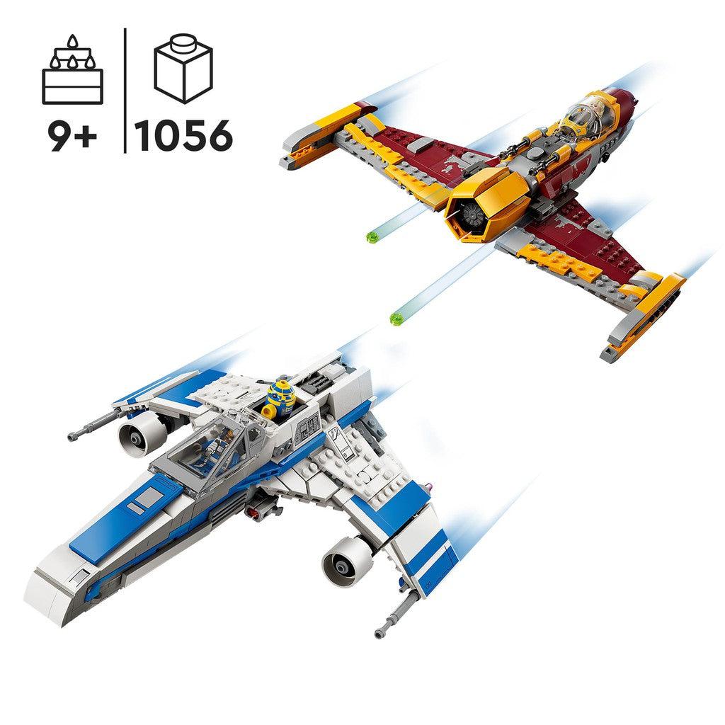 for ages 9+ with 1056 LEGO pieces inside. Build the E-wing and the starfighter for a space filled battle