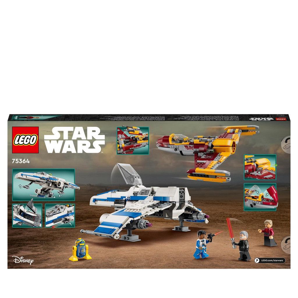 image shows teh back of the box with the E-wing using landing gear on the ground
