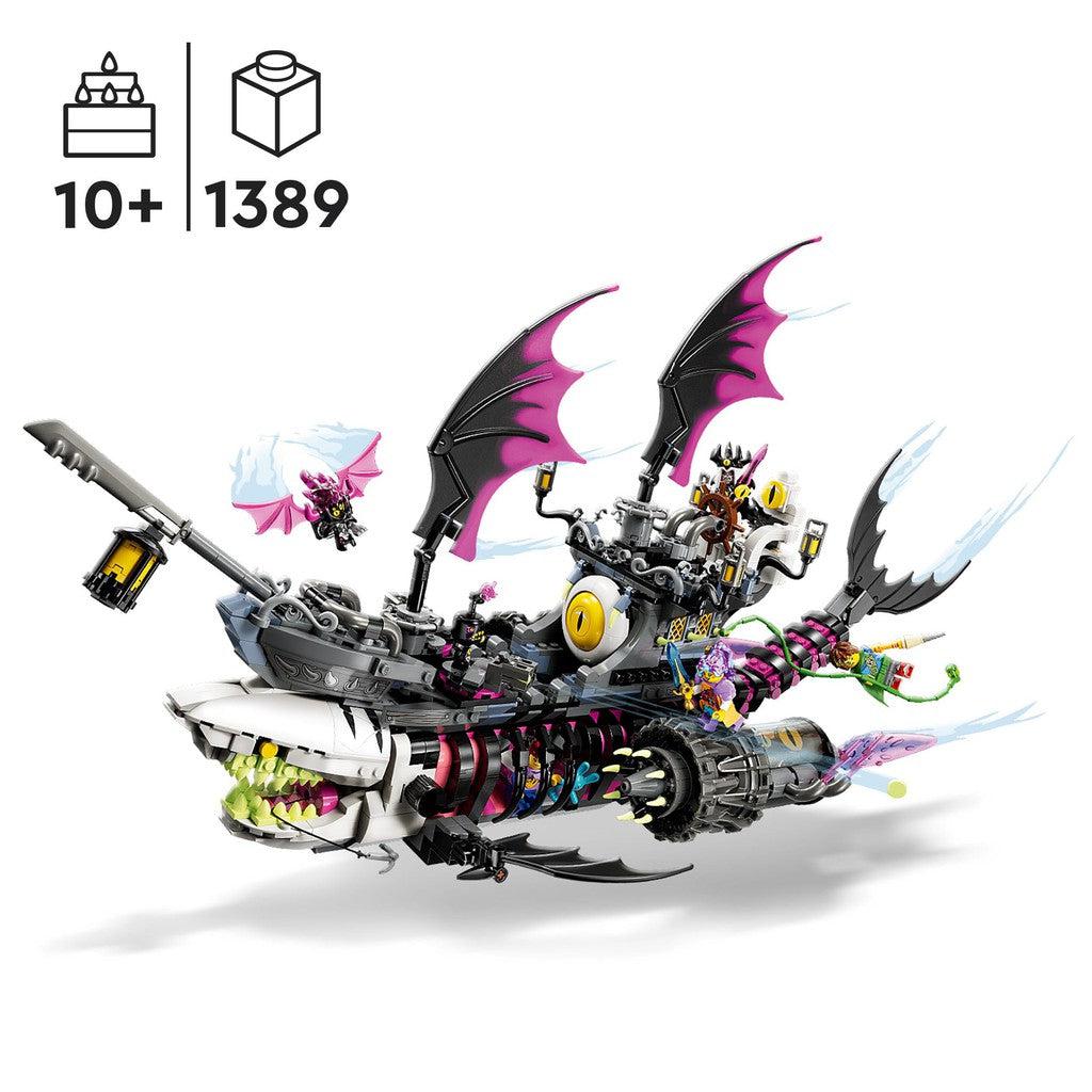 for ages 10+ with 1389 LEGO pieces. build the nightmare evil shark ship