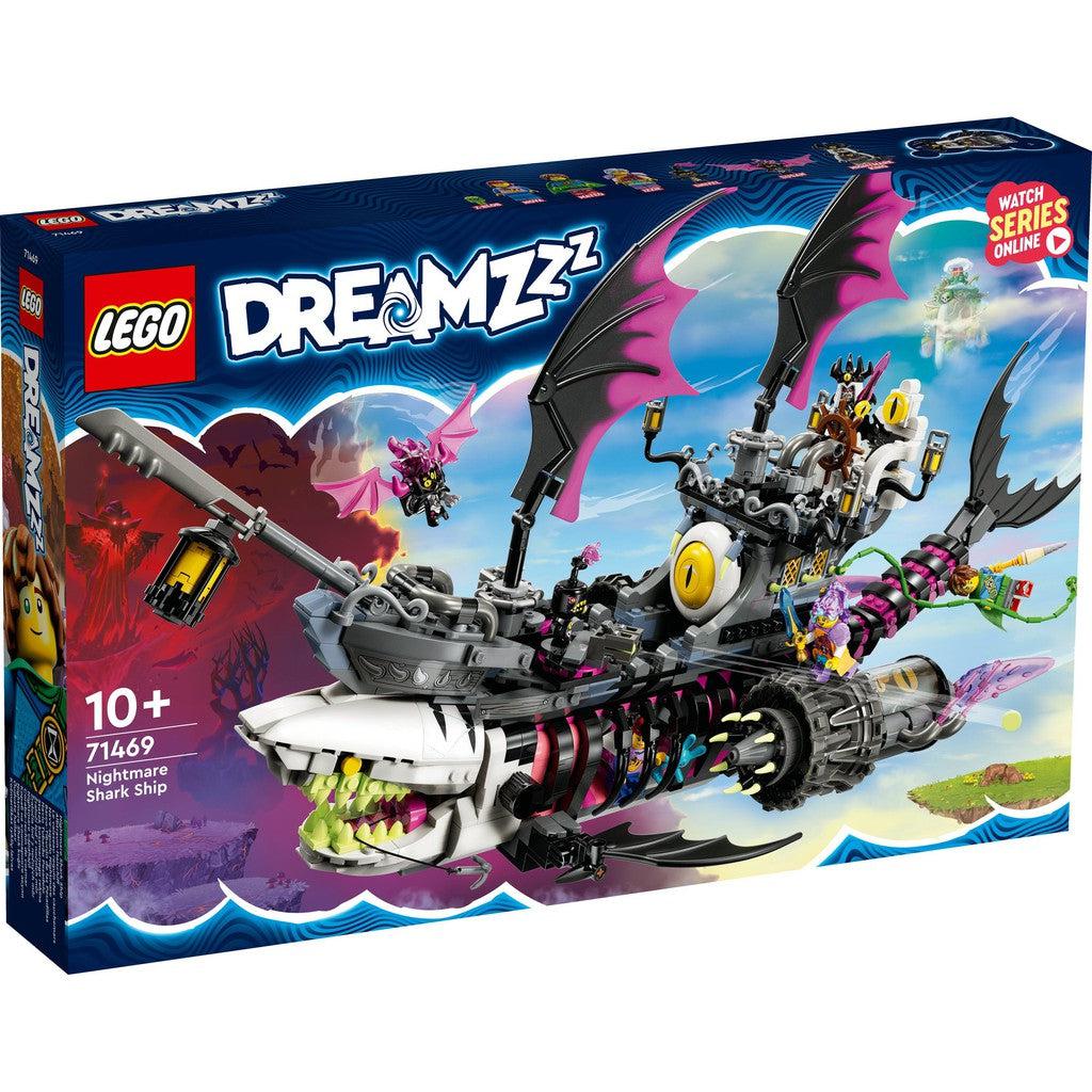 A LEGO dreamzzz set with a Nightmare Shark Ship on the box.