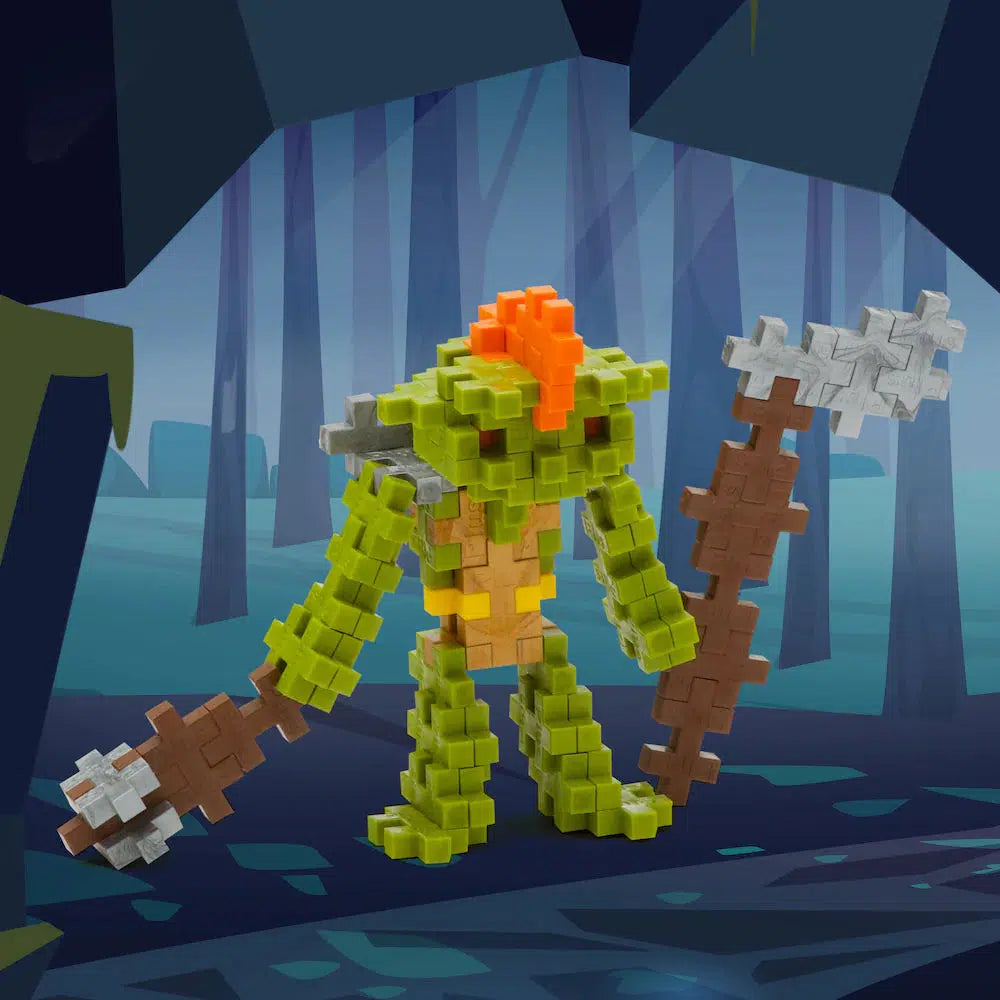 this image shows the green ogre with a orange mohawk wandering around his swamp! careful of his axe