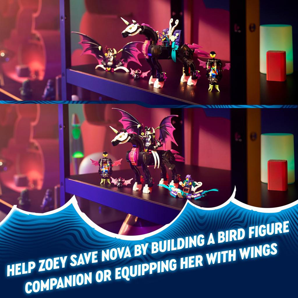 help zoey save nova by building a bird figure companion or equipping her with wings.