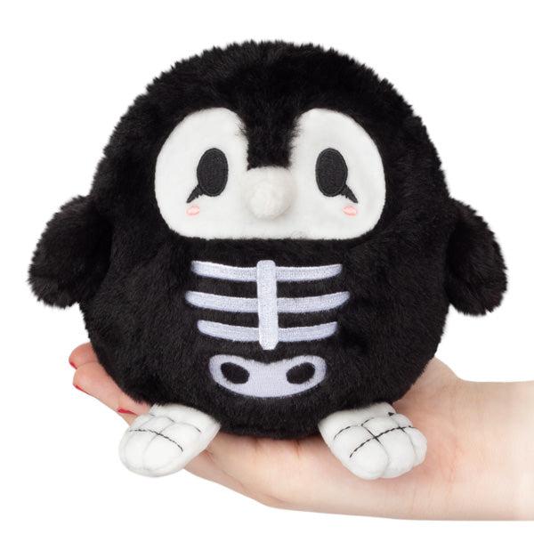 Small skeleton penguin-patterned plush with cute black eyes and pink cheeks