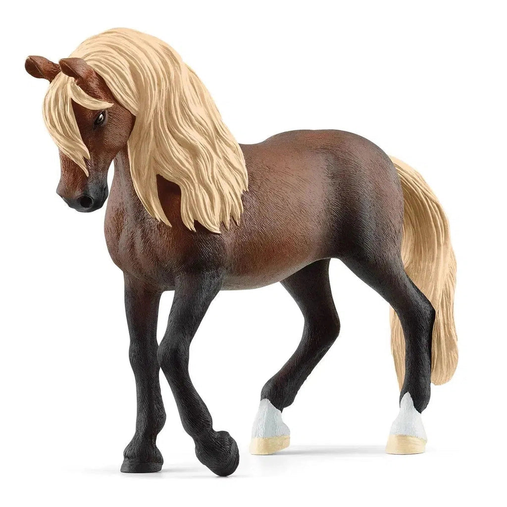 Image of the Peruvian Paso Stallion figurine. It is a dark brown horse that fades to black in some areas. It has a tan mane and tail.