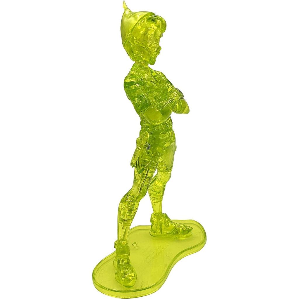 Image of the 3D Peter Pan puzzle. It is a green crystal figure of Peter Pan crossing his arms.