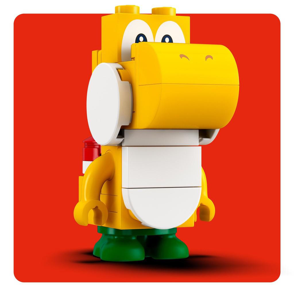 a close up on the LEGO Yellow Yoshi figure to build.