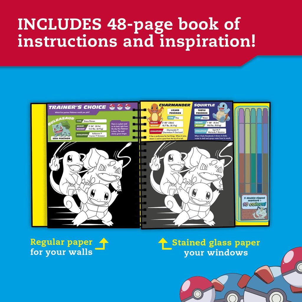 included is a 48 page book of instructions and inspirations. there is regular paper for walls and stained glass paper for windows. 