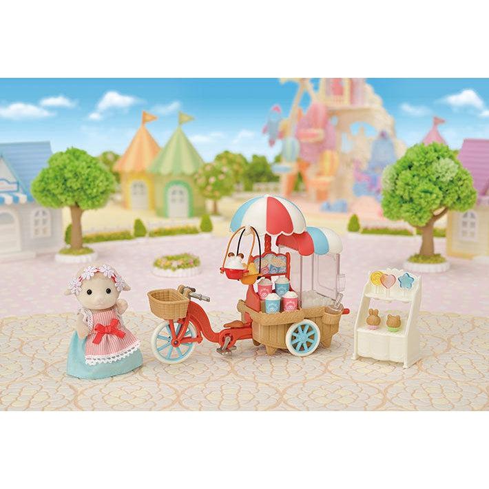 Scene of the lamb doll selling her wares at the town square.