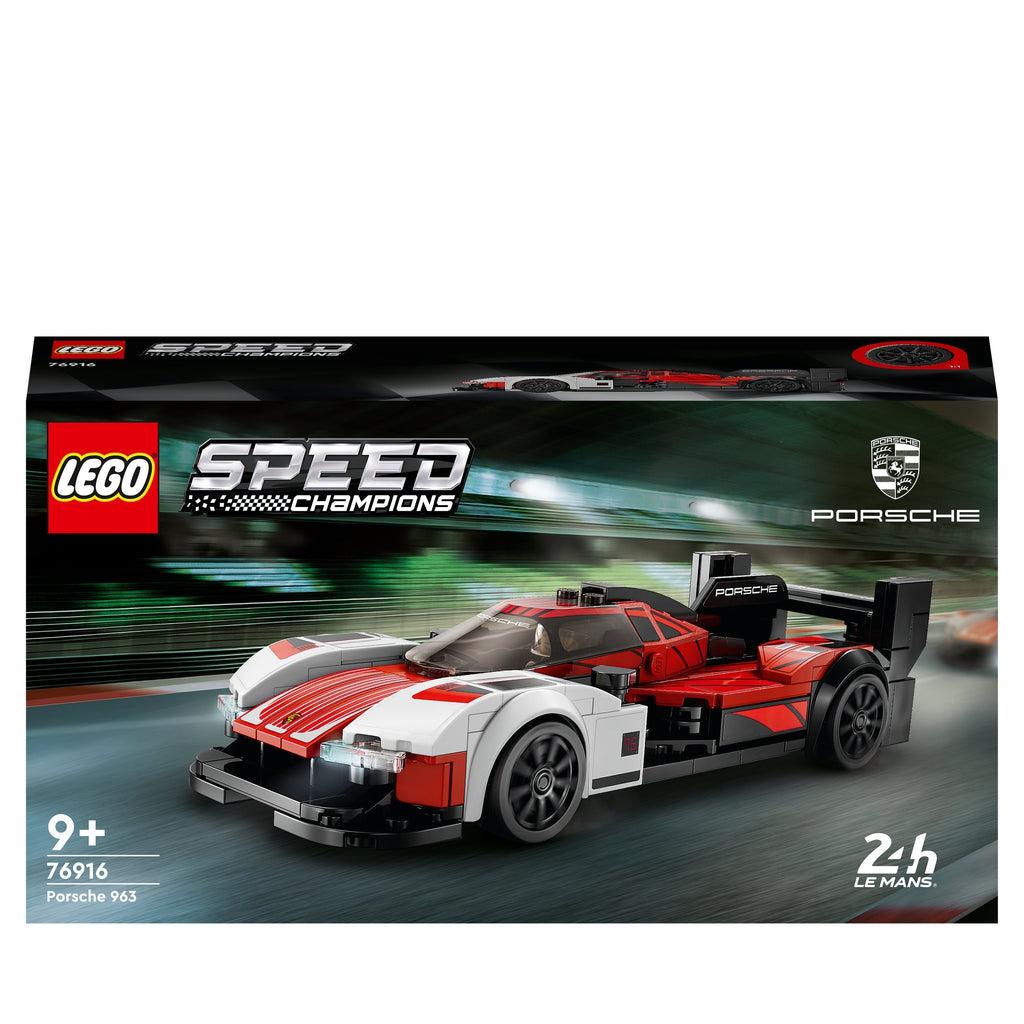 box shows the LEGO Porsche racing down a track