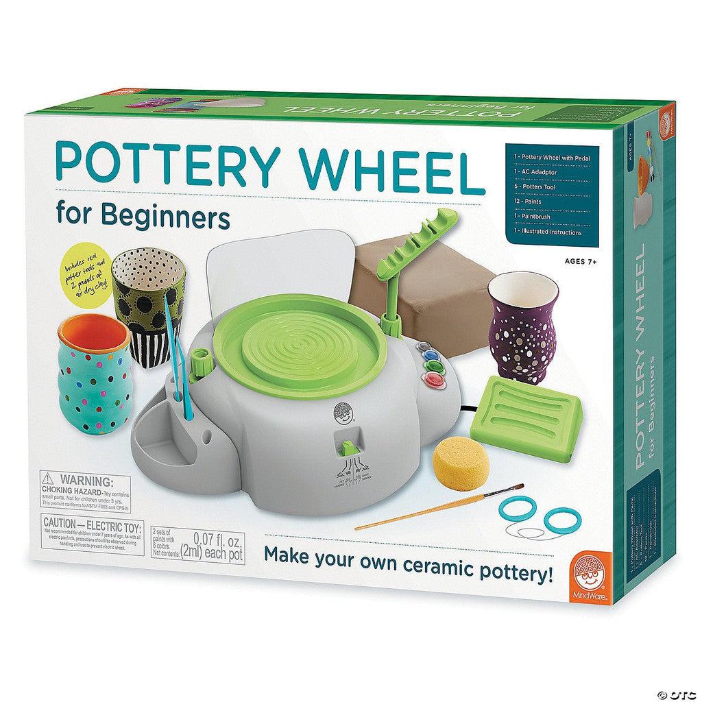 this image shows the box for the pottery wheel for beginners. make ceramic pottery with this easy to use beginnners wheel