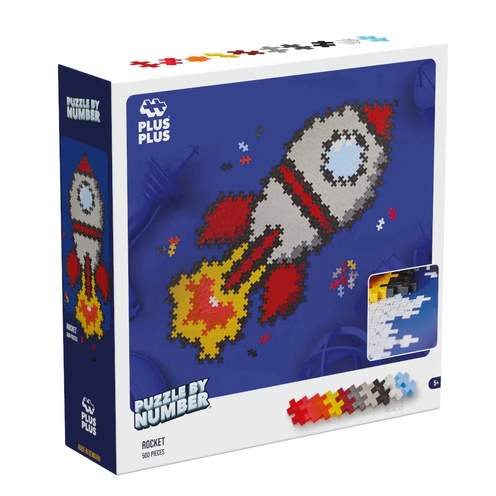 Image of the packaging for the Puzzle by Number Rocket 500pc art puzzle. On the front is a picture of what the finished product looks like.