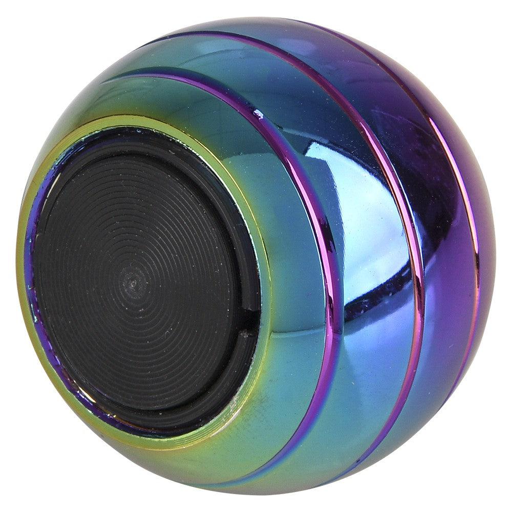 image shows the black base of the rainbow fidget gyroscope sphere