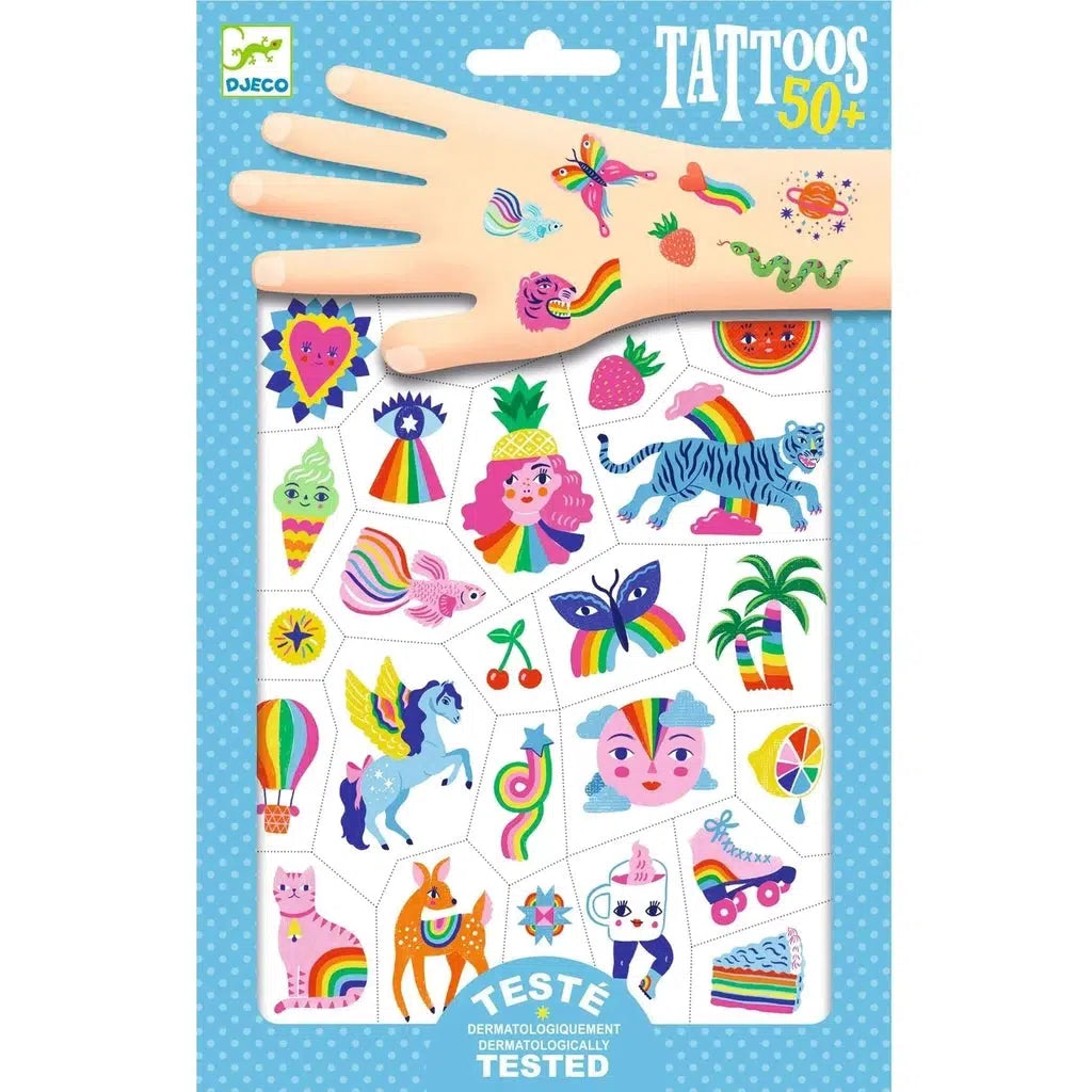 Image of the packaging for the Rainbow Tattoos sheet.