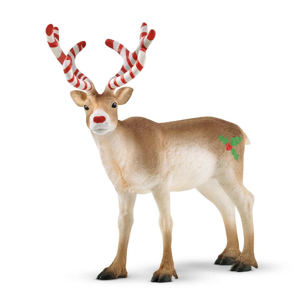 Image of the Reindeer figurine. It has candy cane antlers and a holly cutie mark on its flank.